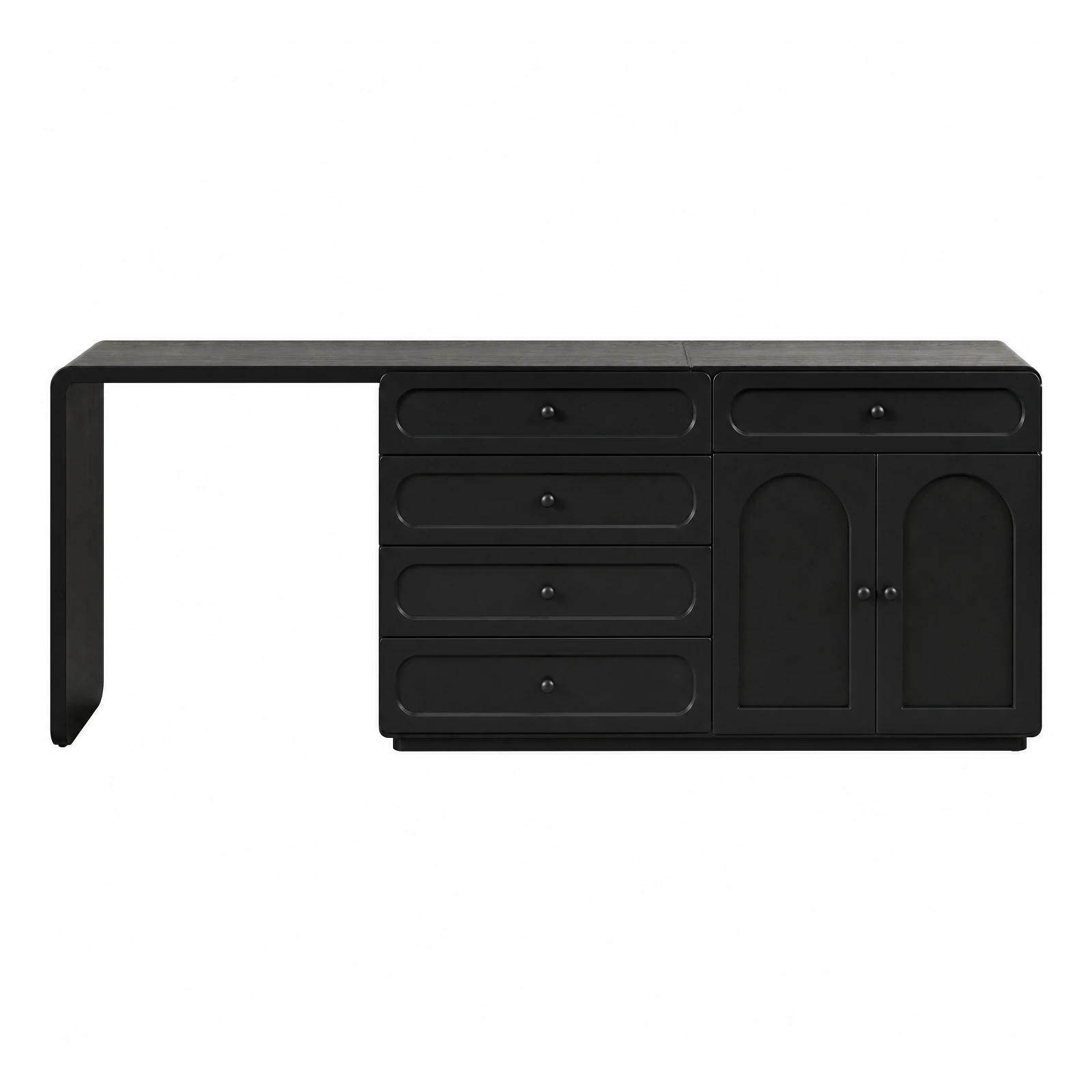 Black Dressing Table with Side Cabinet
