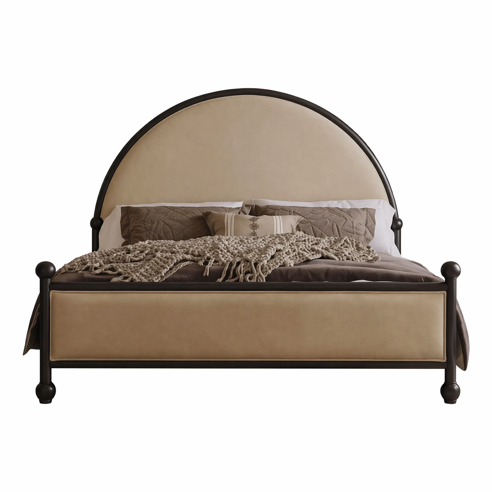 Elegant Black Ash Wood Bed with Velvet Upholstery