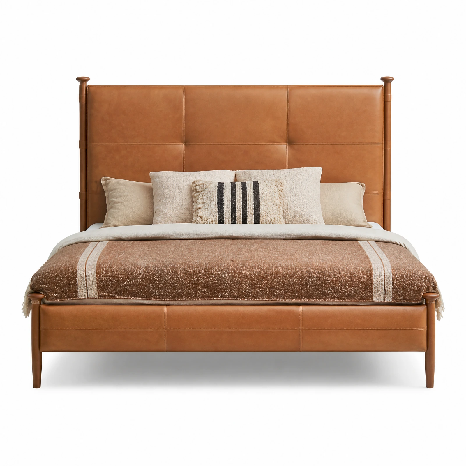 White Ash Leather Upholstered Bed