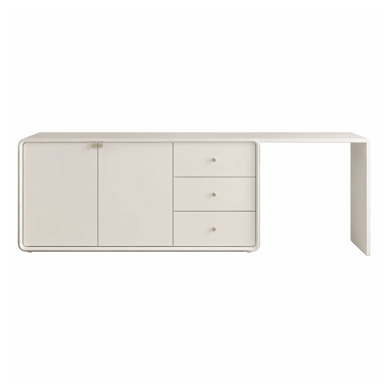 C White Dressing Table with Side Cabinet and Drawers